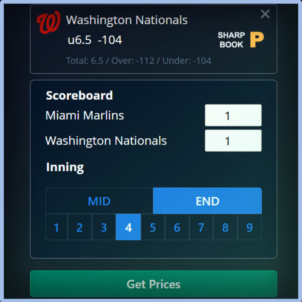 Unabated Line fair-odds interface