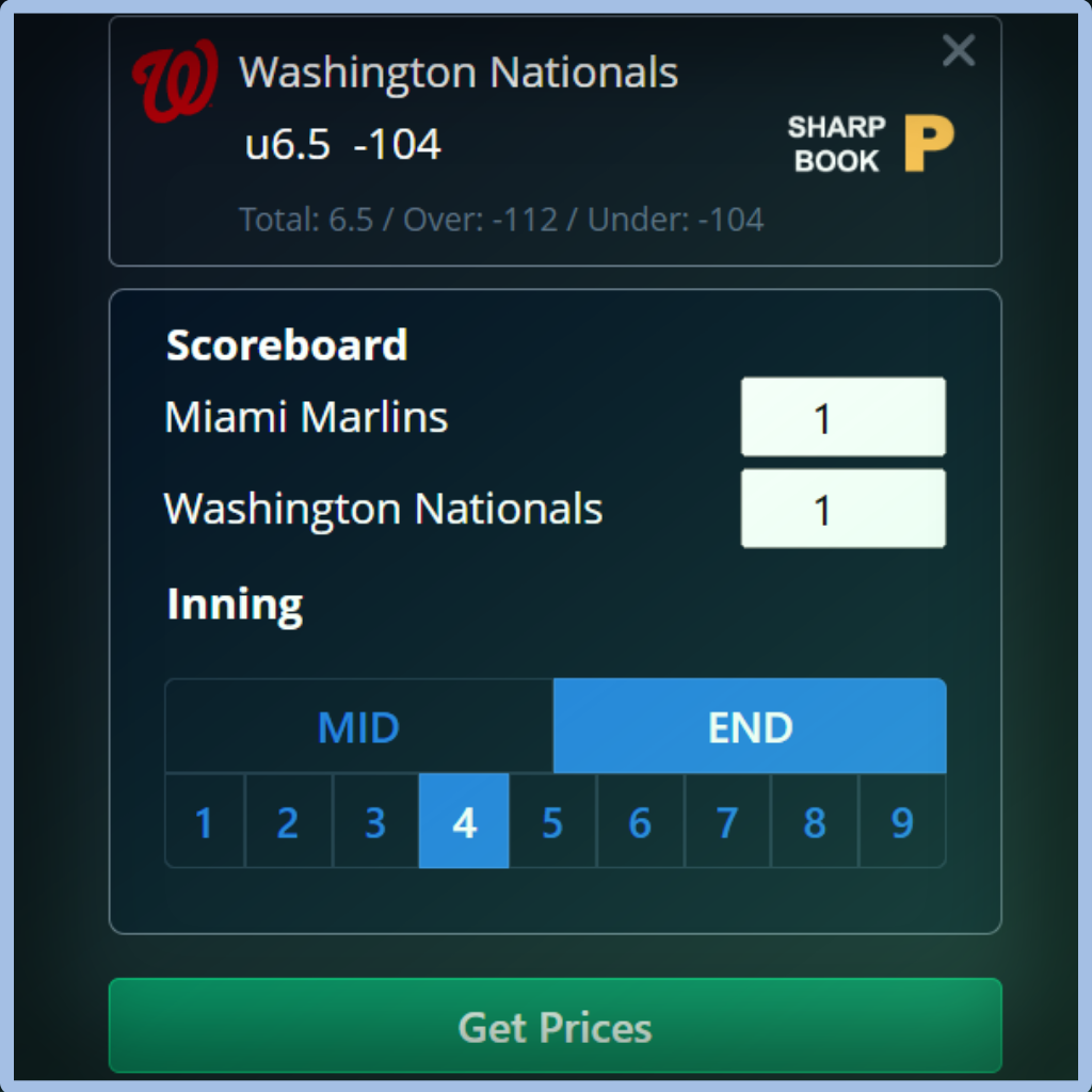 Unabated Line fair-odds interface