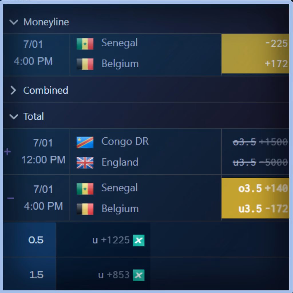 Unabated Line fair-odds interface