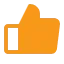 A thumbs-up icon in orange, symbolizing positivity and approval in digital communication.
