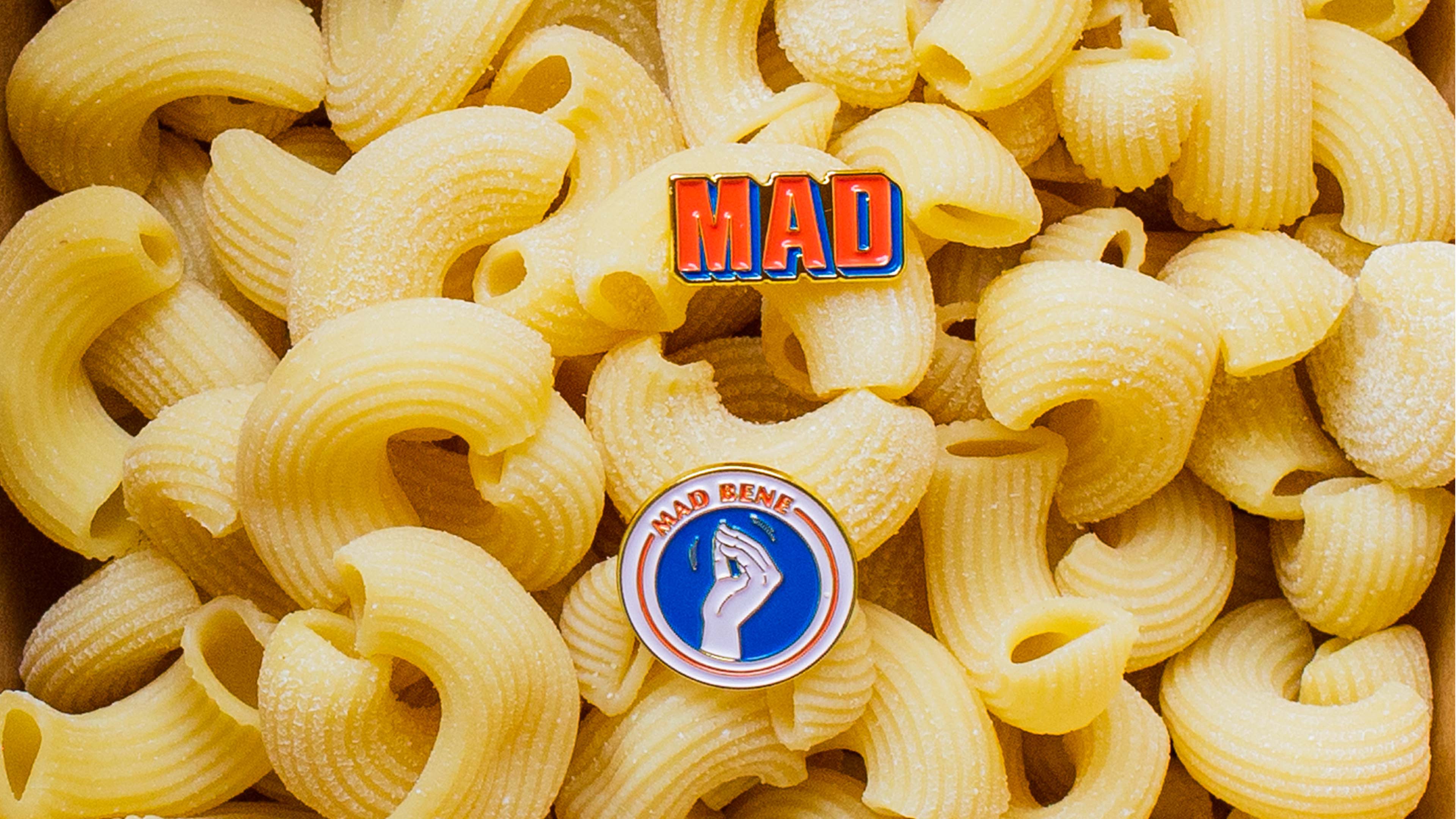 Brand identity, print collateral, and marketing materials designed for Mad Bene.