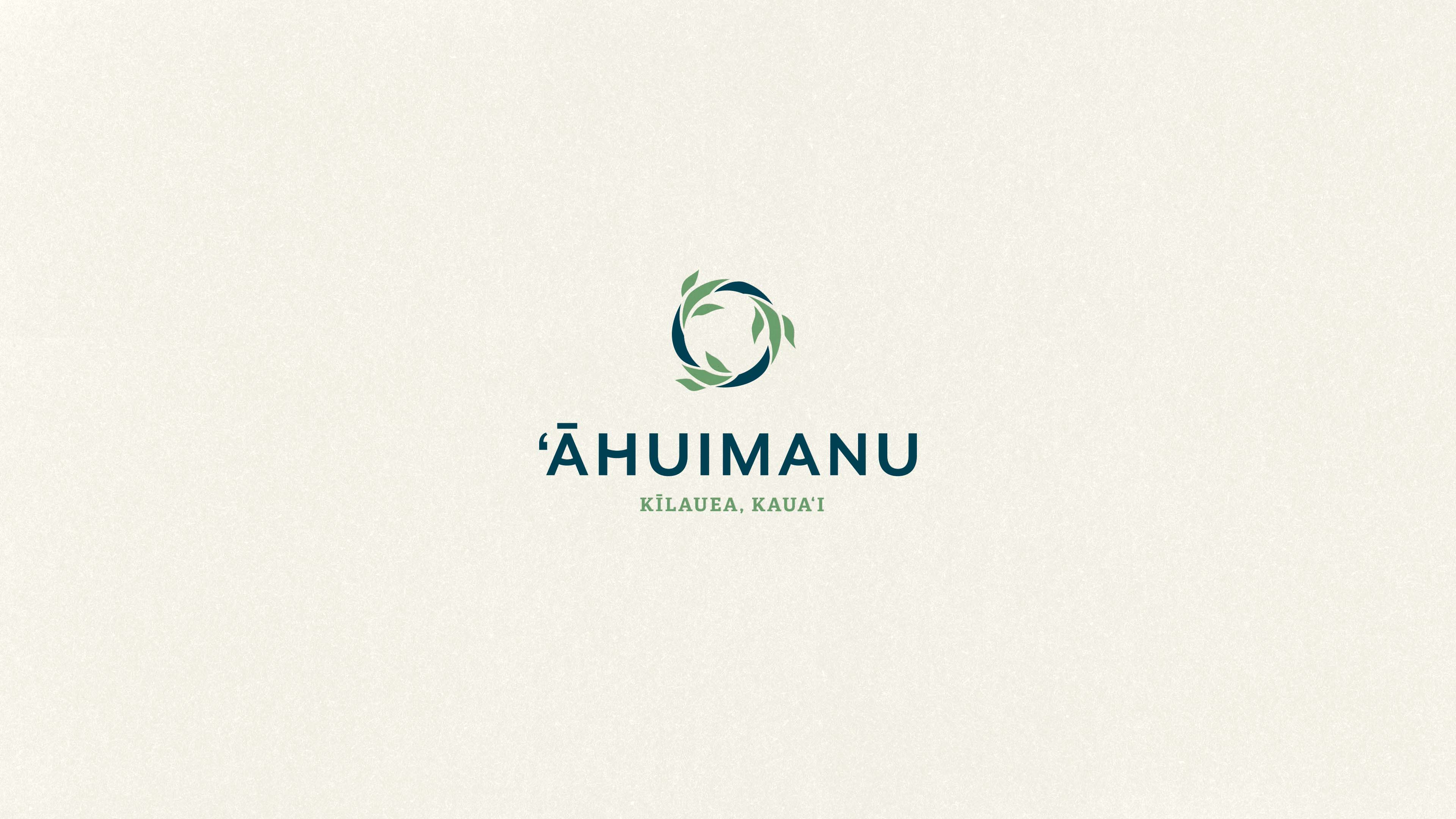 Brand identity, print collateral, and marketing materials designed for Ahuimanu.