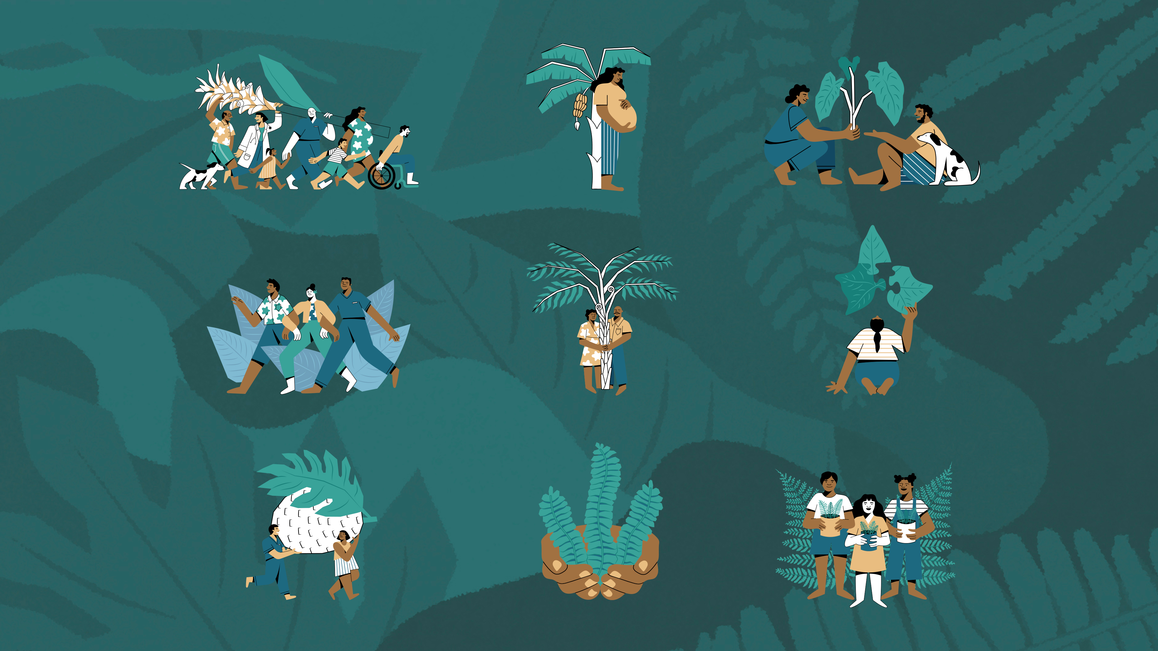 Brand identity, print collateral, and marketing materials designed for Malama I Ke Ola.