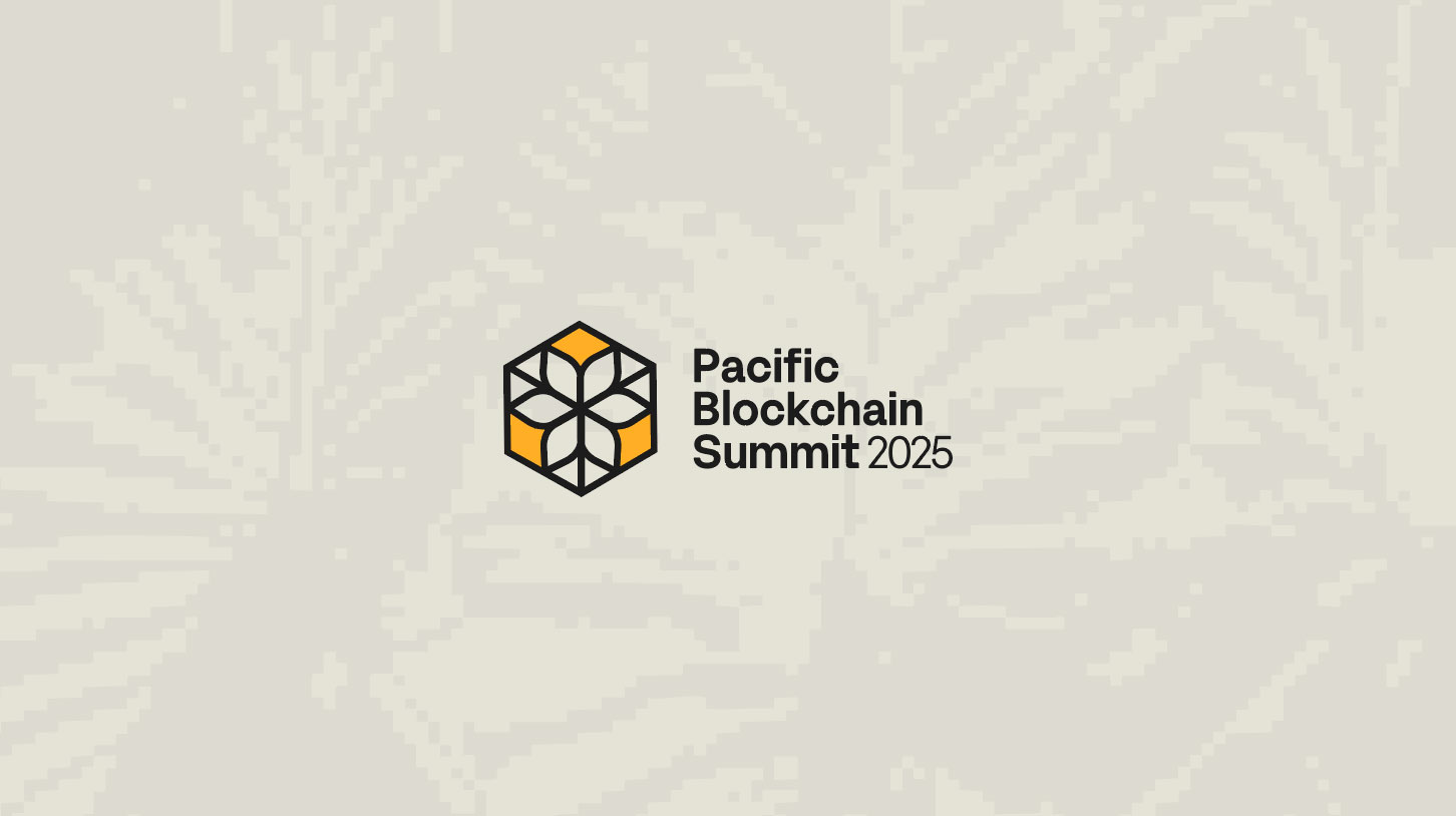 Brand identity, print collateral, and marketing materials designed for Pacific Blockchain