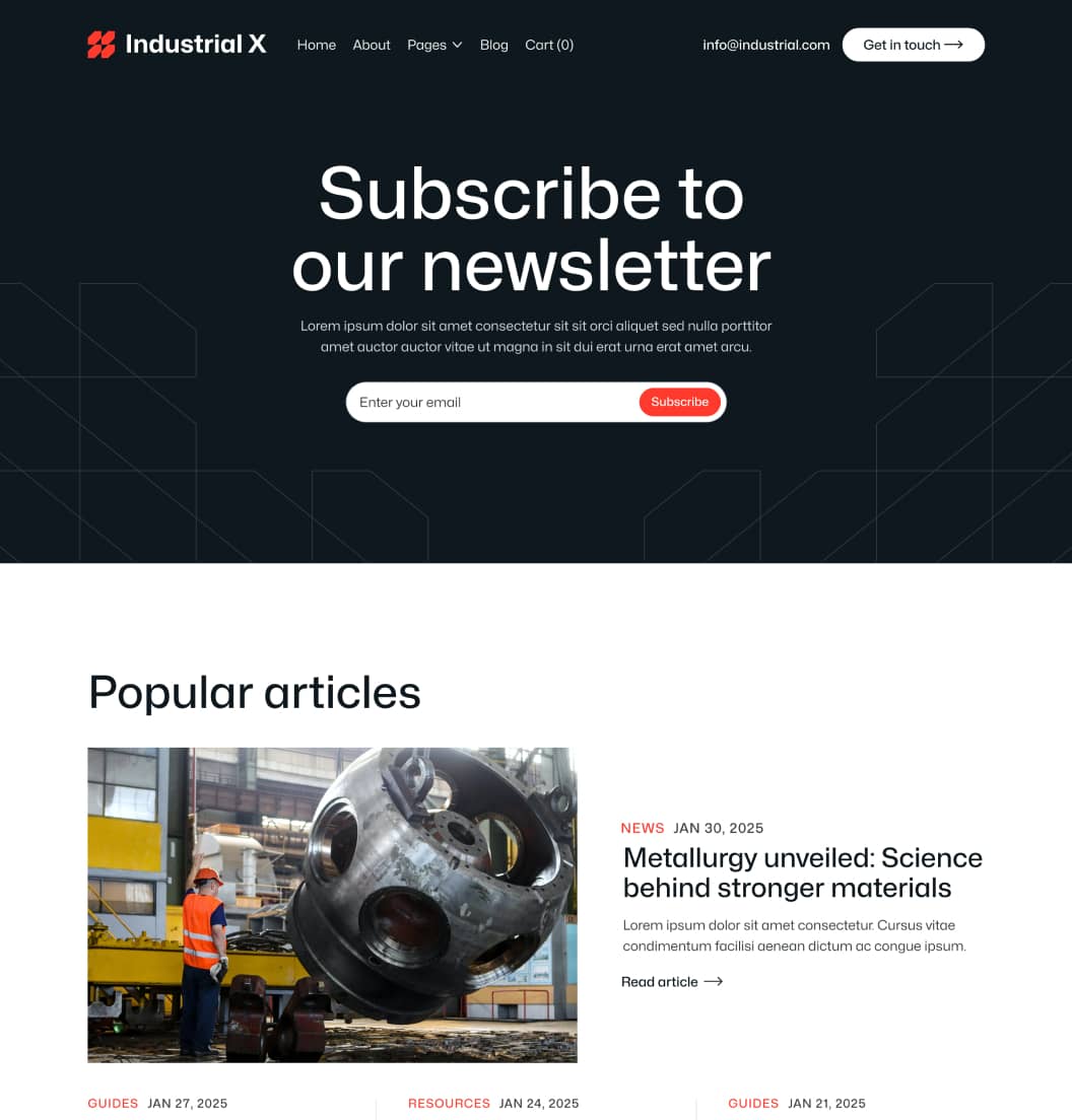 Industrial X - Blog V3 Page - Metallurgical Webflow Template