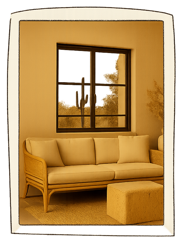 Living room setup for Tucson Airbnb or short term rental