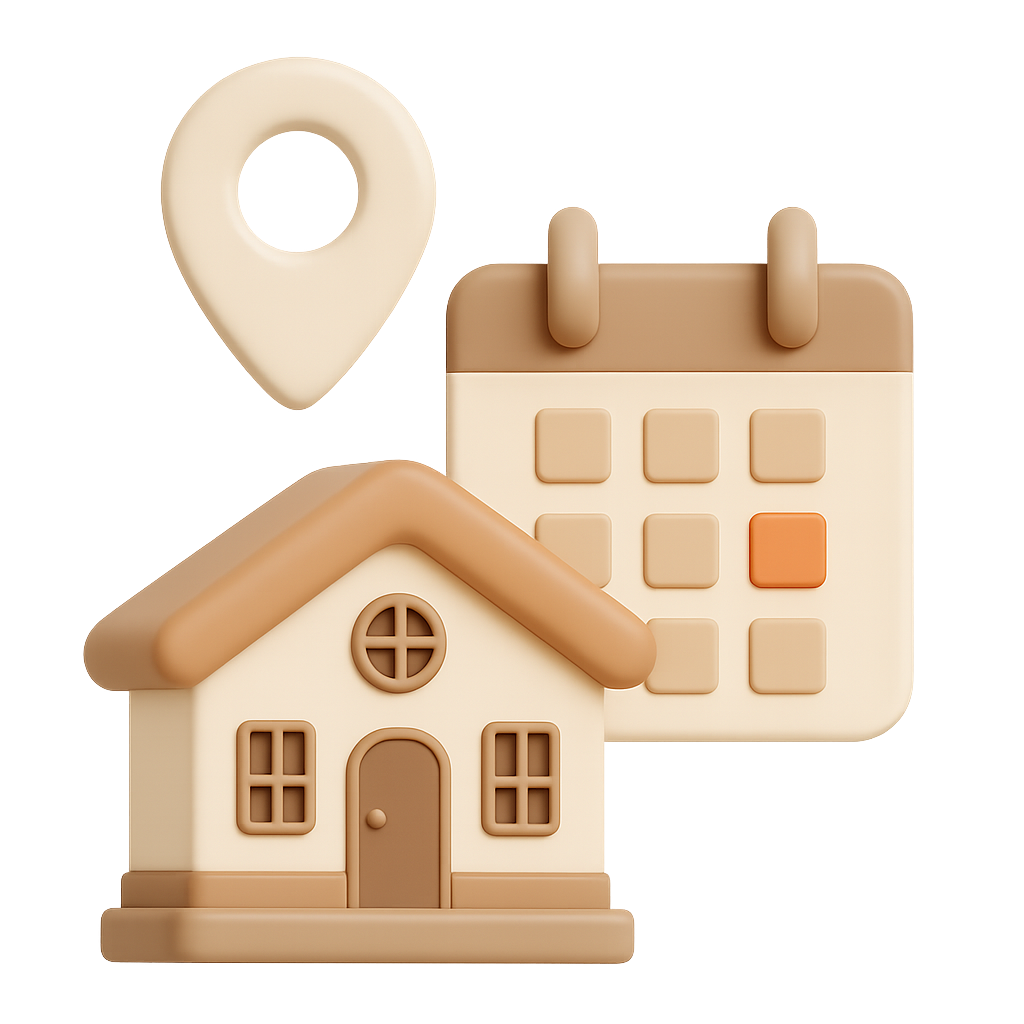 StayReady services icon showing a home, calendar, and location pin.