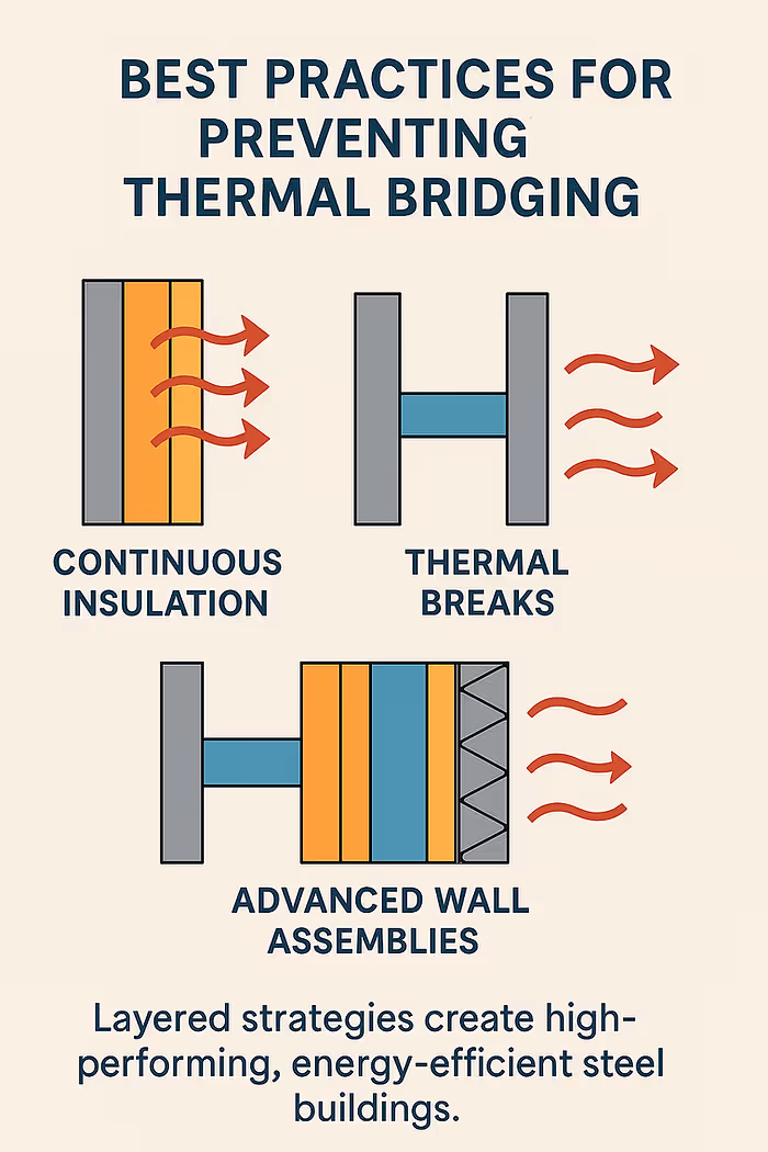 Visual summary of continuous insulation, thermal breaks, and advanced wall assemblies.