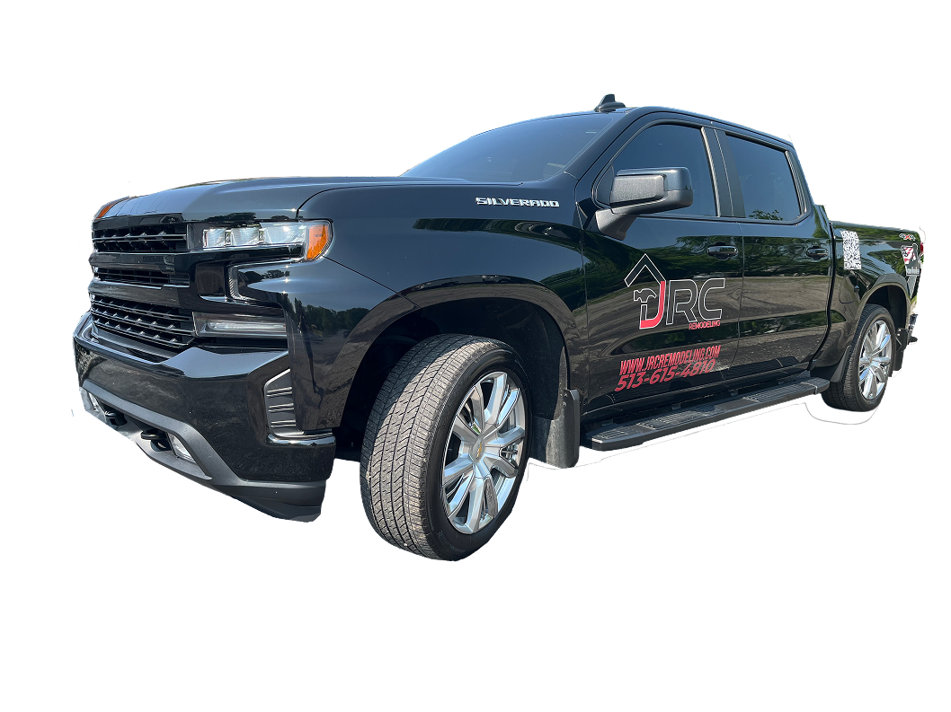 Truck wrapped with JRC Remodeling logo