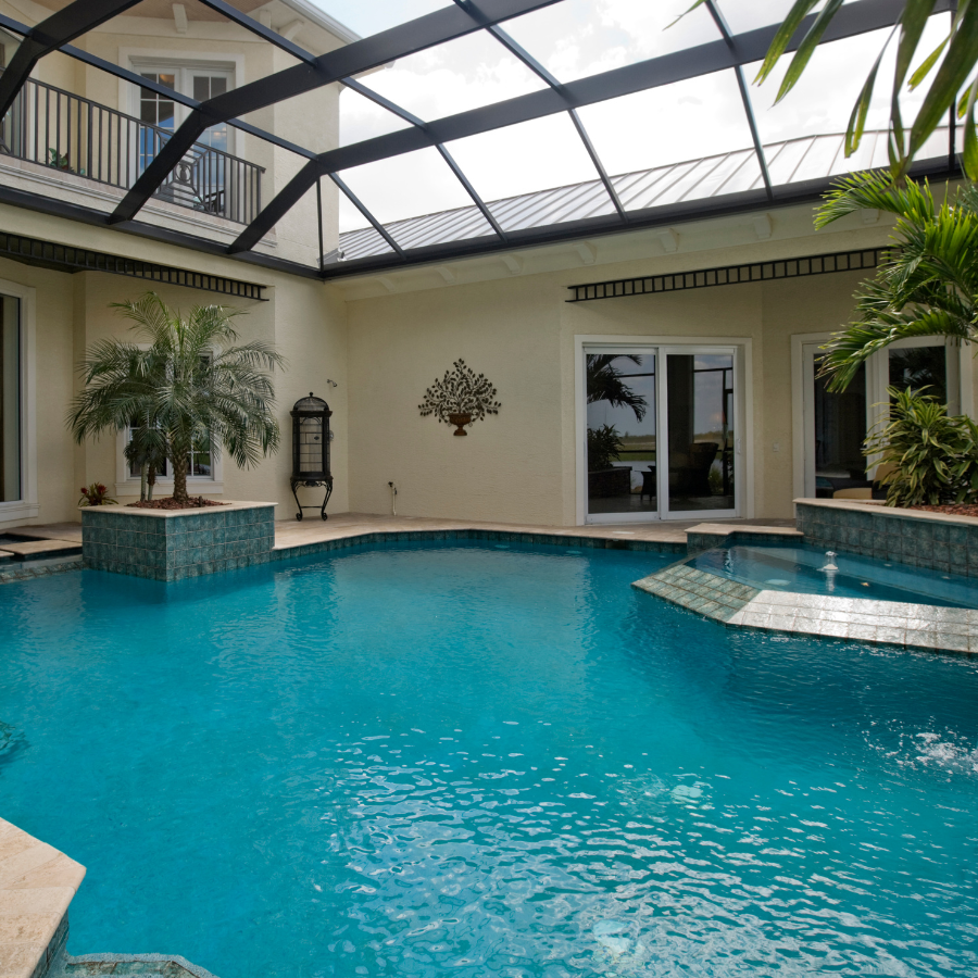 image of a landscaped pool area