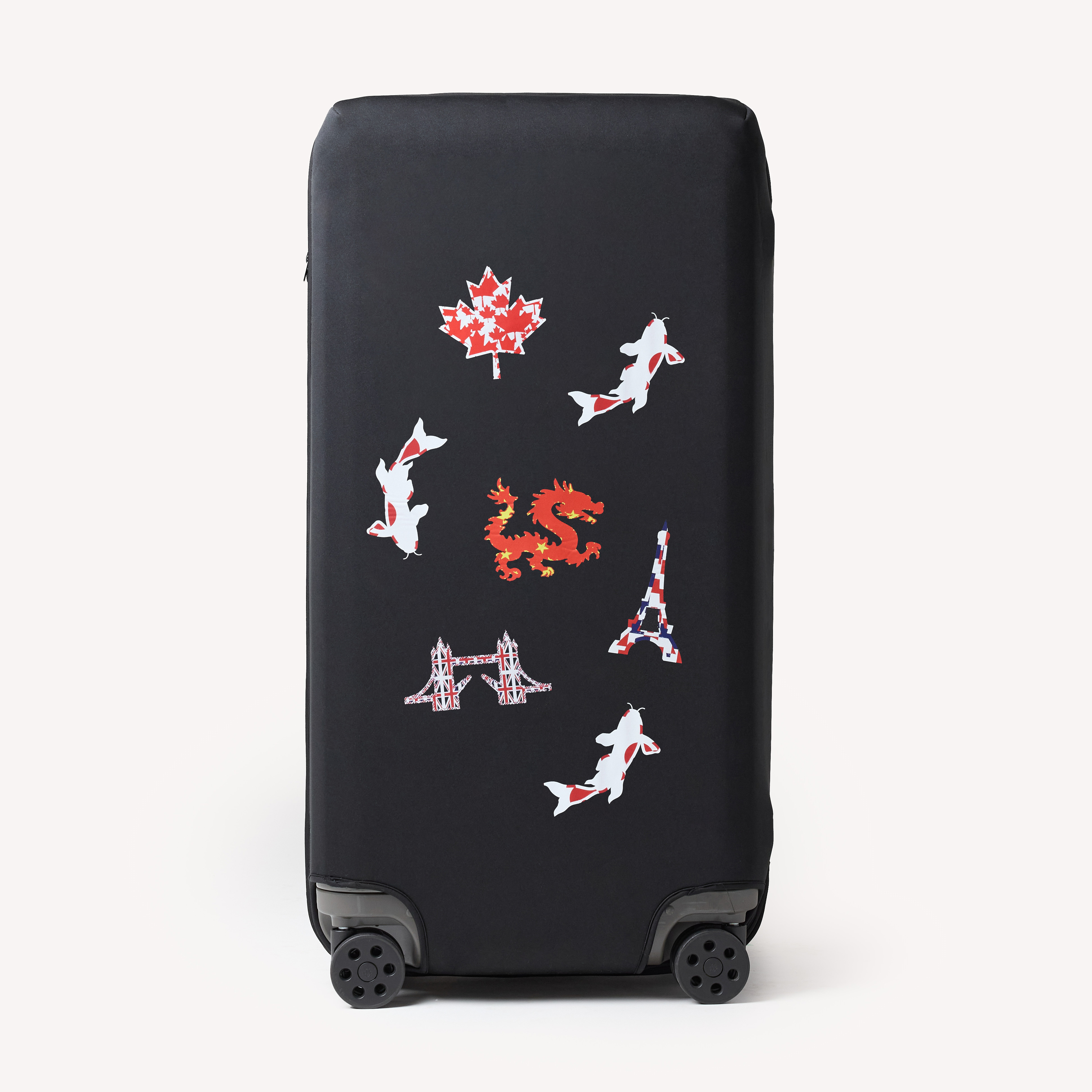 Protective neoprene cover for Rimowa Essential Trunk Plus with custom heat transfer graphics