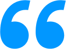 Blue double quotation mark symbol.