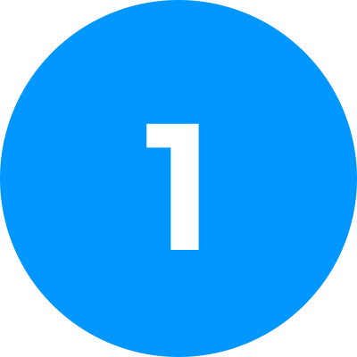 White number one inside a bright blue circle.