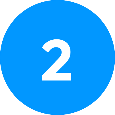 White number 2 centered on a circular blue background.