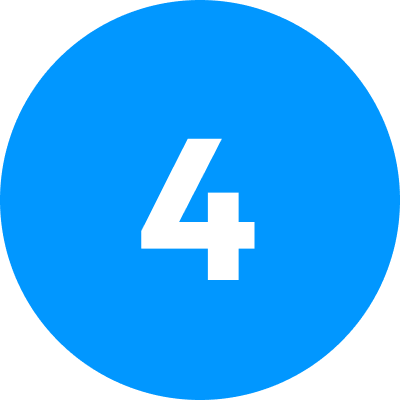 White number 4 centered on a bright blue circular background.