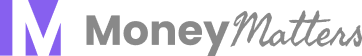 MoneyMatters logo with a large purple M and gray and cursive text.
