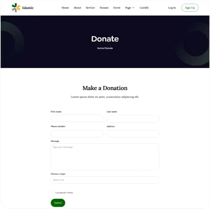 AirIslamic Template Donate Page Image