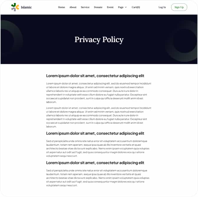 AirIslamic Template Privacy Policy Page Image