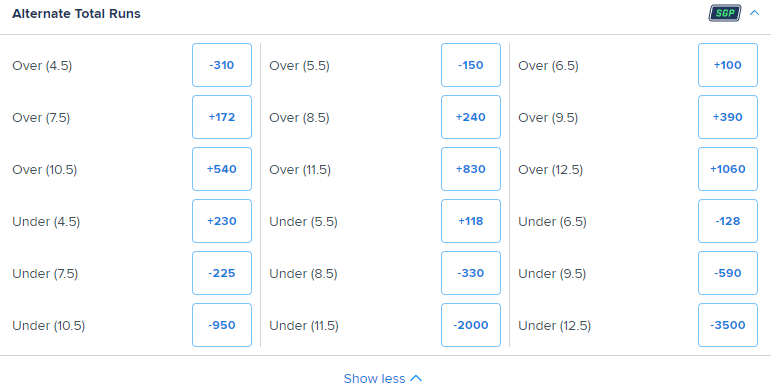 alternate totals at fanduel