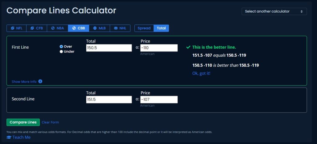 Denver at 150.5 vs. 151.5