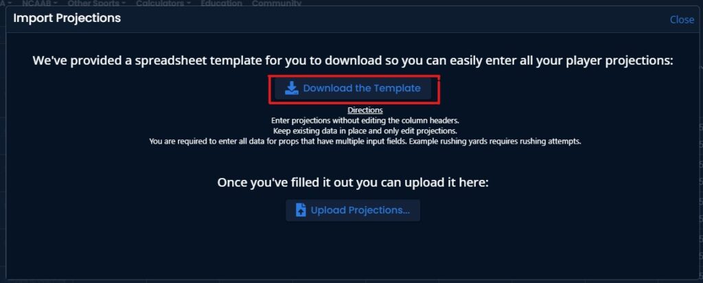 Projections template download
