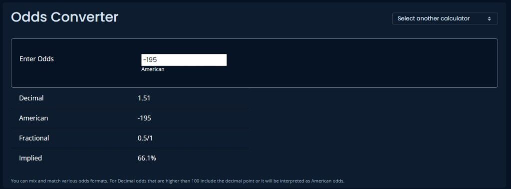 Unabated odds converter