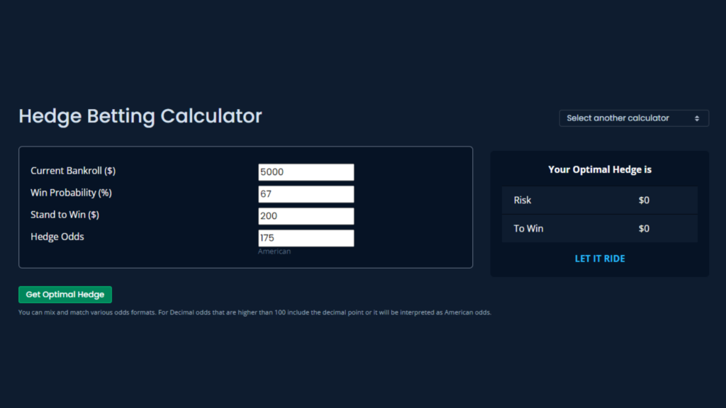 hedge cash out math