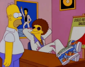 Homer Simpson and Disco Stu fish tank heels