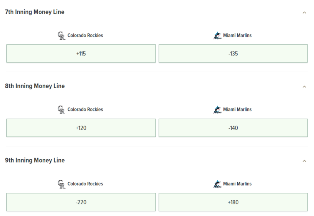 Caesars Inning Lines