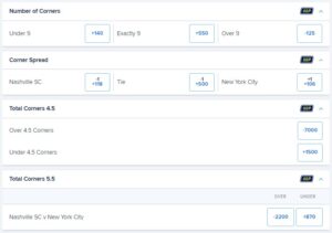 MLS Betting corner kicks