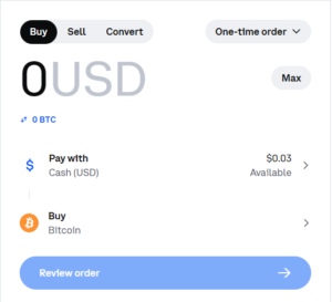 Coinbase purchase screen