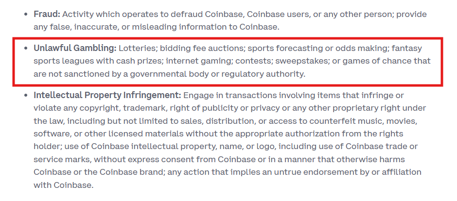 Coinbase terms of service