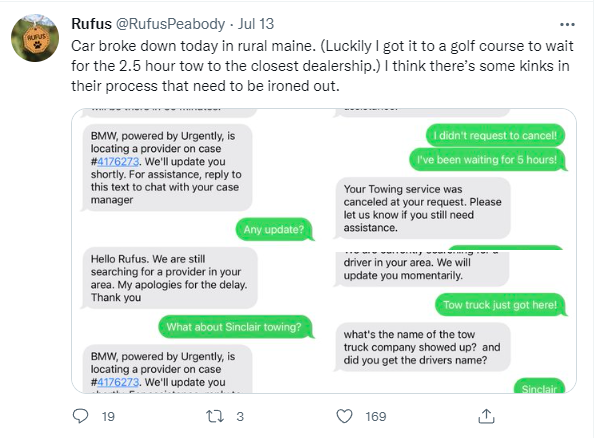Rufus Peabody Car Trouble Tweet