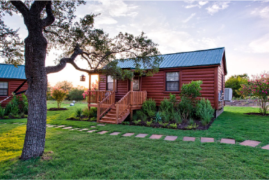 Exterior view of cabins at Julie's Cabins Austin TX