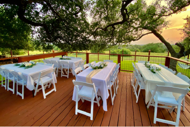 Austin Texas cabins with outdoor deck for private events and gatherings