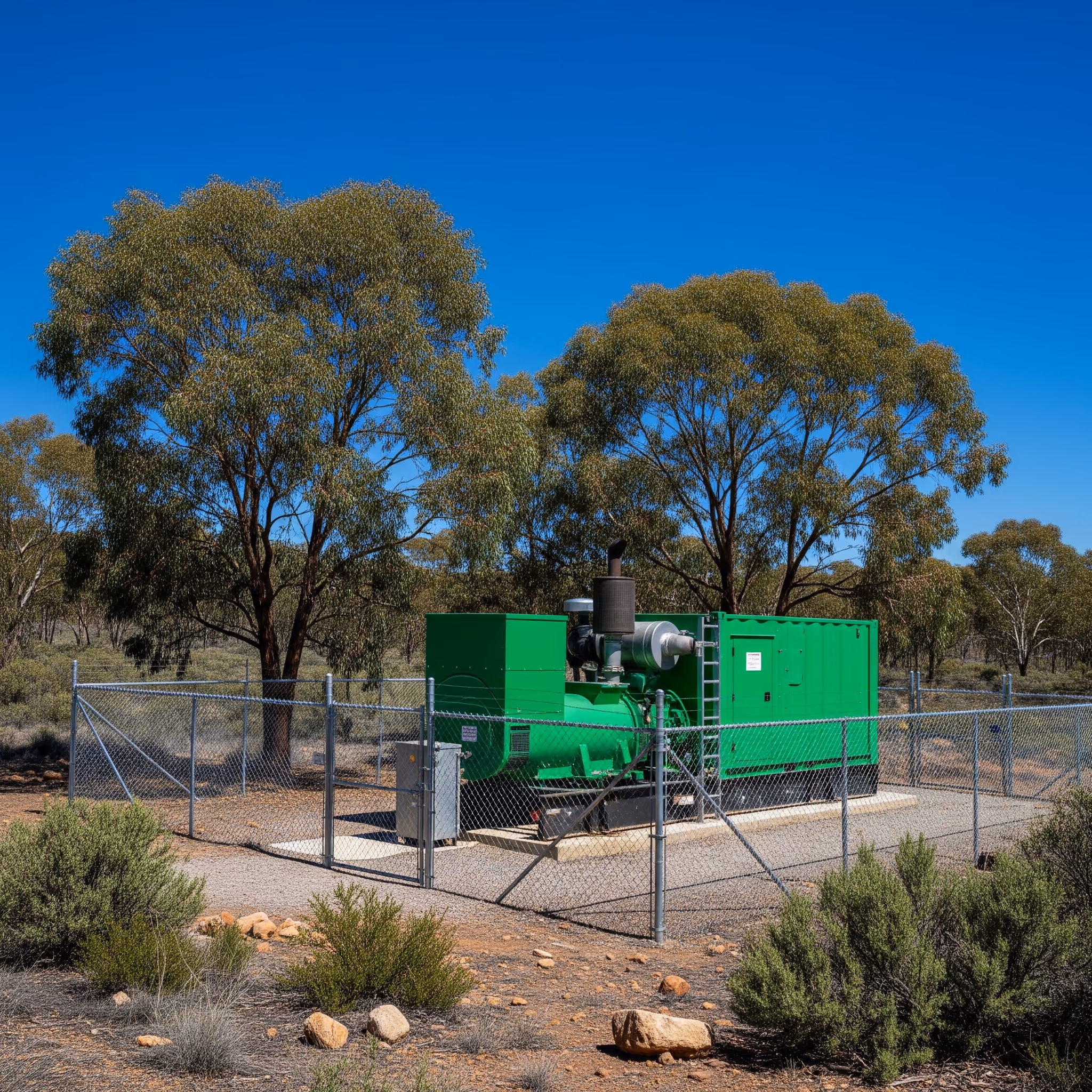 AER Energy GenSet syngas generator unit at a biomass gasification site providing carbon-negative electricity