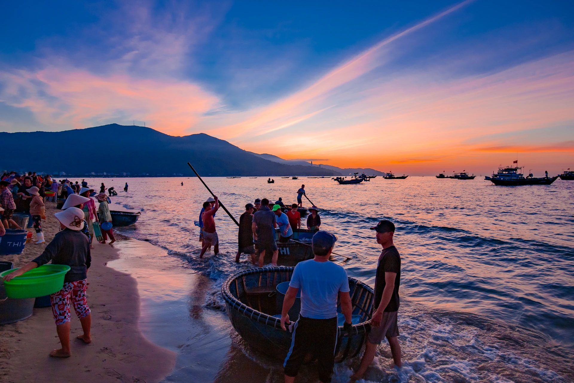 Daily beautiful sunrise in Da Nang beach