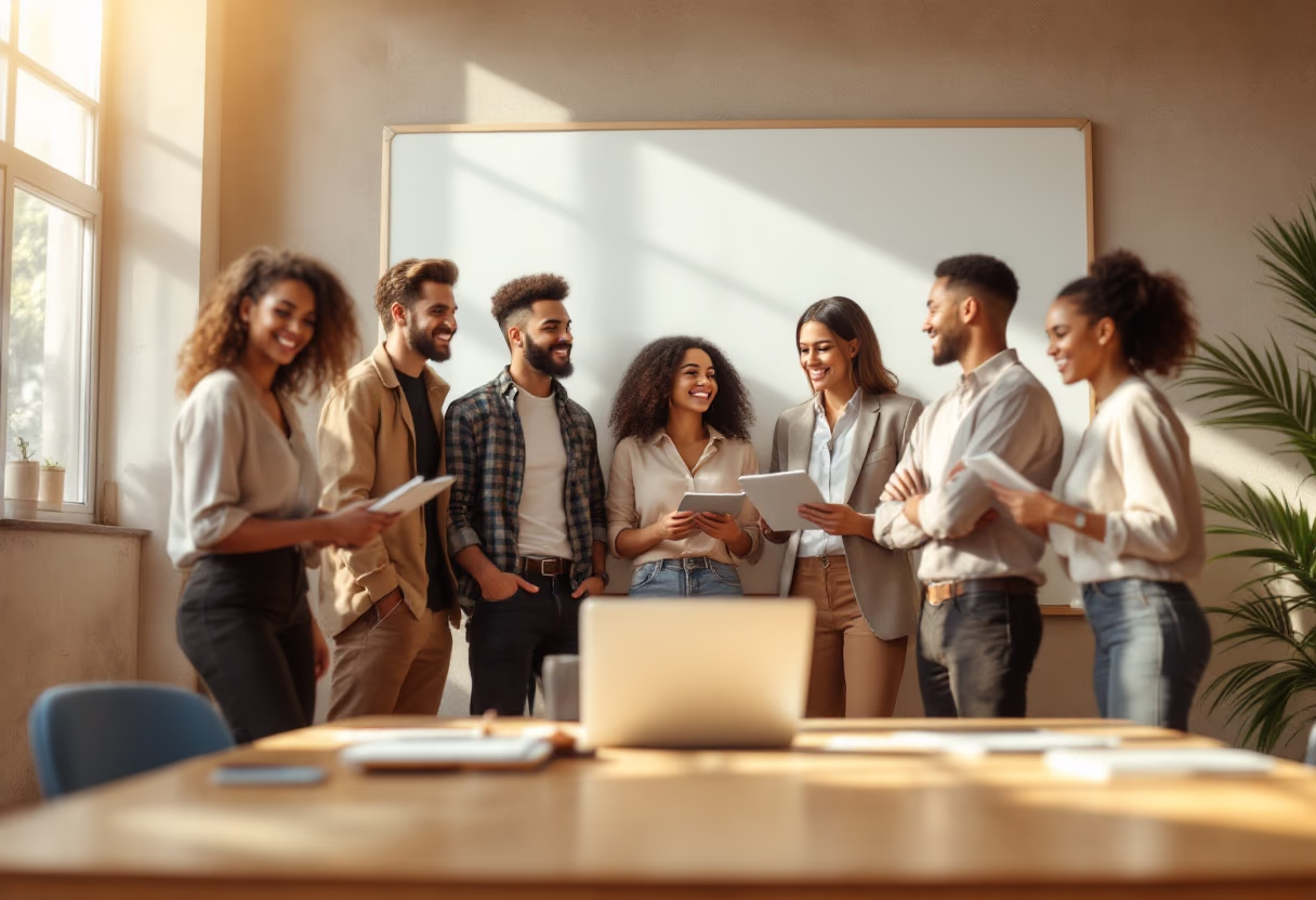 image of people working in an office setting for an ai saas company