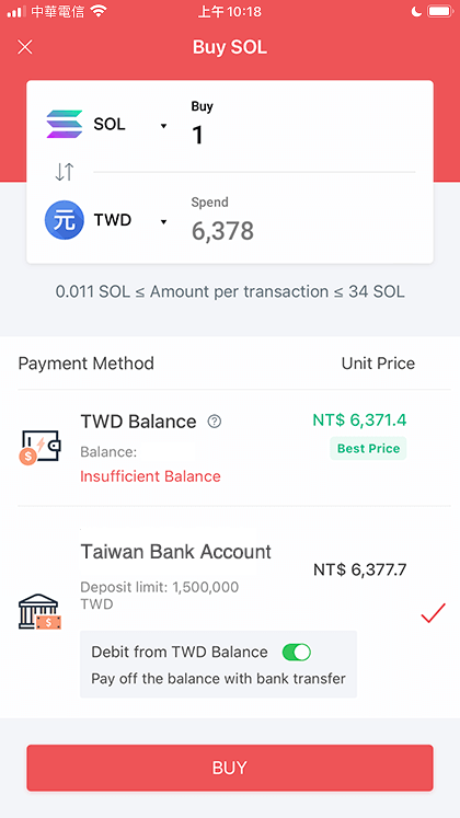 Buy Bitcoin on Maicoin Step 3