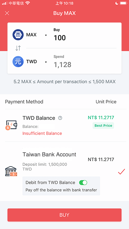 Buy Bitcoin on Maicoin Step 3