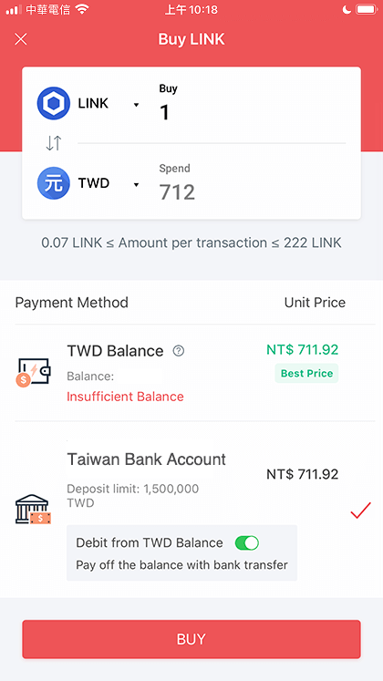 Buy Bitcoin on Maicoin Step 3