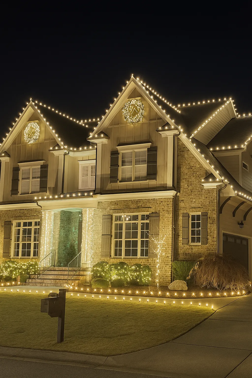 house filled Christmas lights