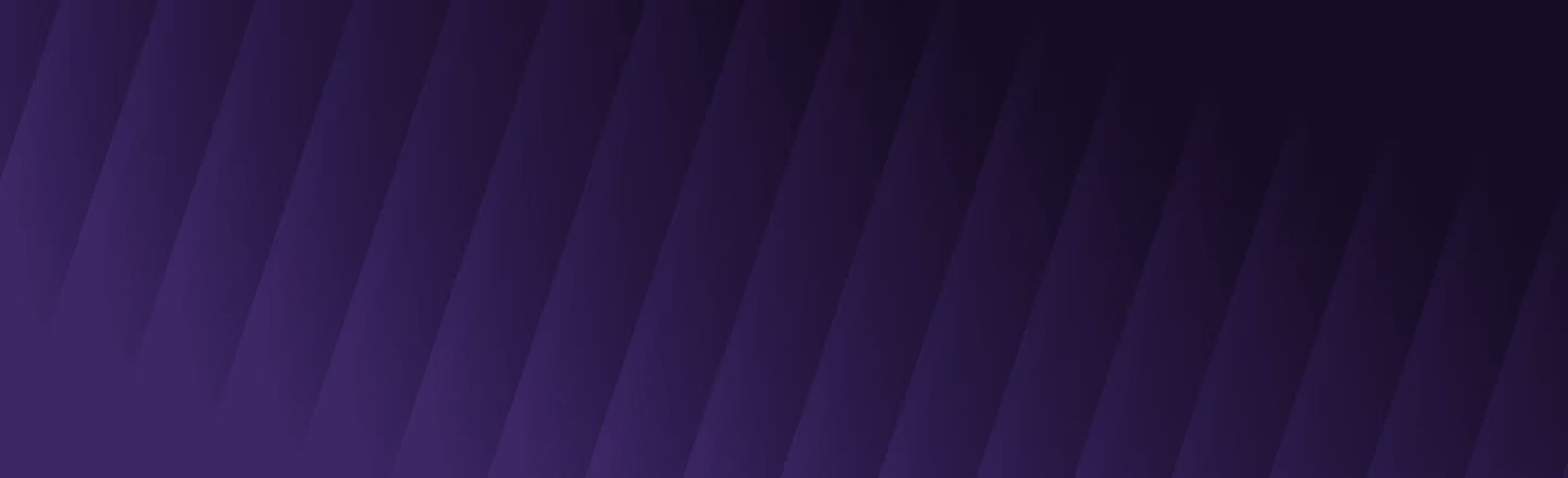 Dark purple gradient background with diagonal shadow patterns.