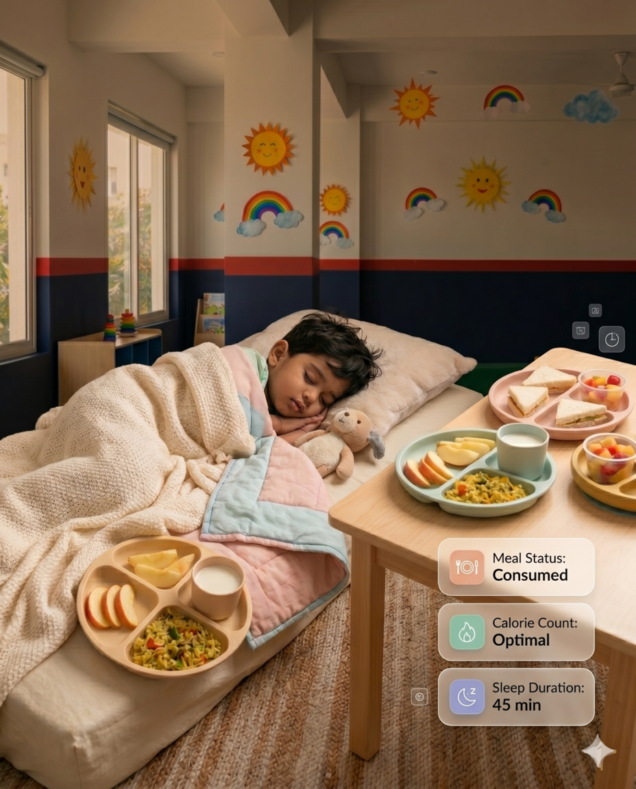 child in a safe environment sleeping peacefully during nap time
