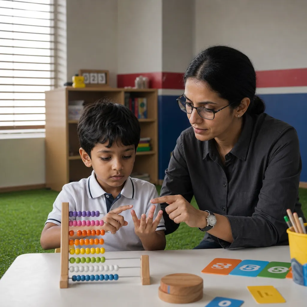 Child practicing abacus and mental math skills to improve focus and numerical confidence