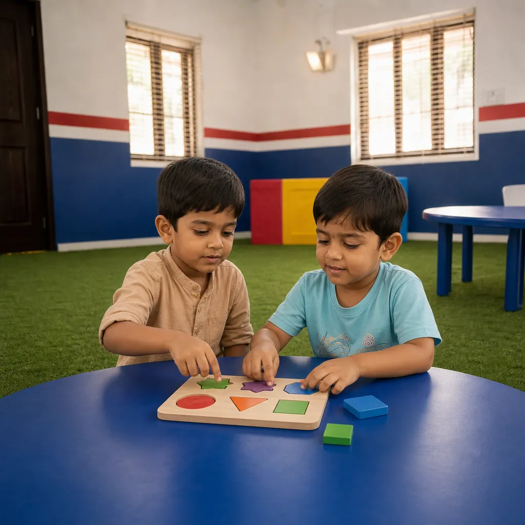 Kids solving puzzles and playing board games to improve logic and problem-solving skills