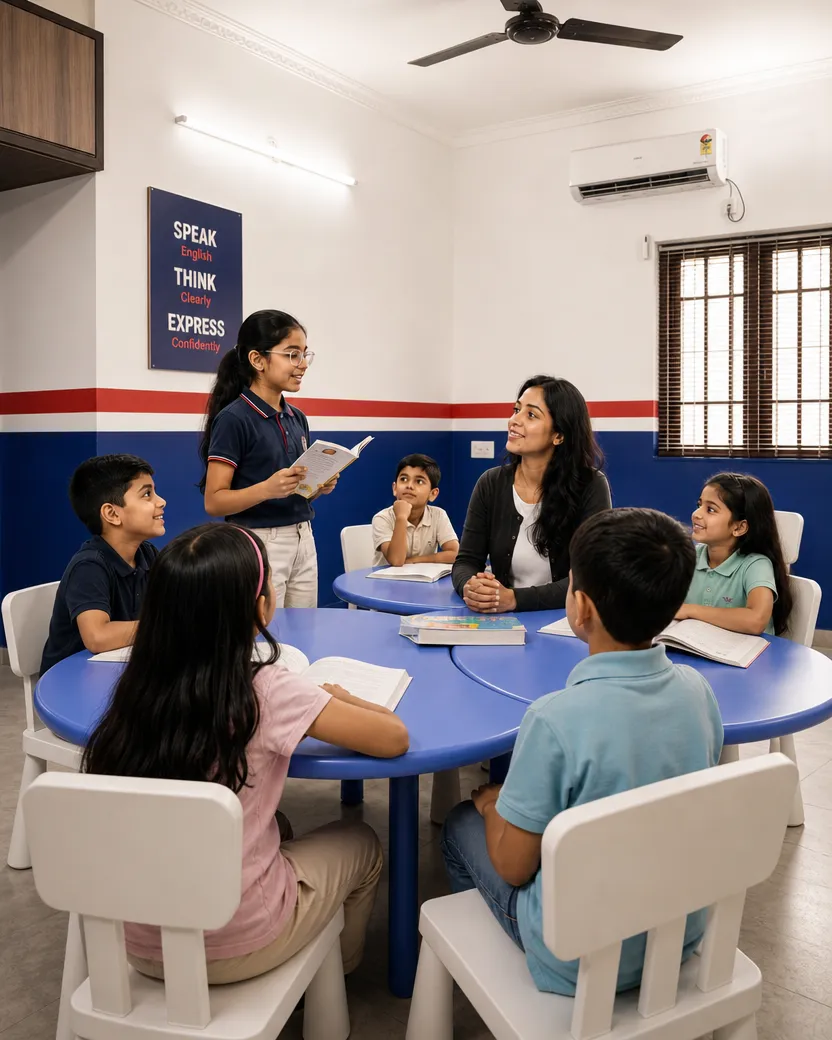Teacher engaging with a group of young children playing with colorful educational toys at a classroom table.
