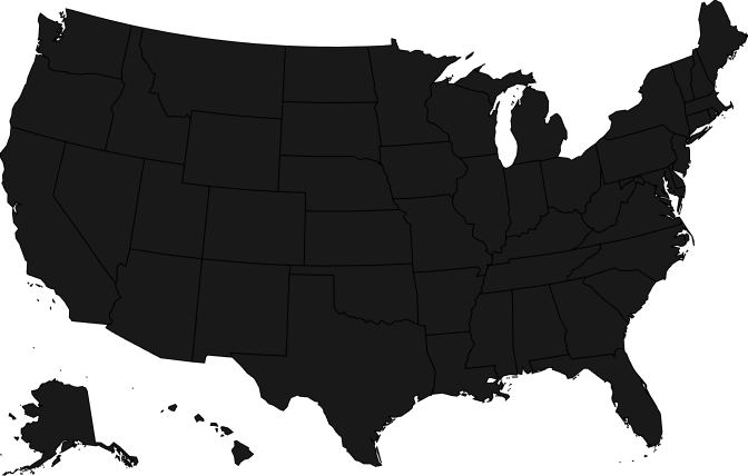 A black map of the united states