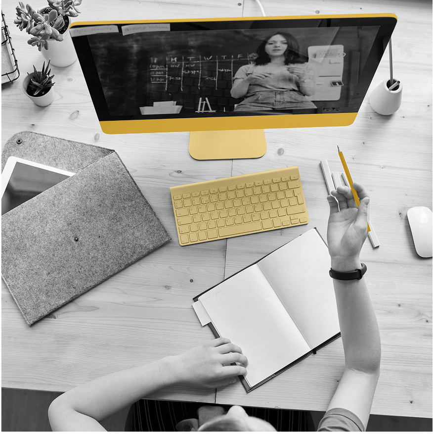 A student learning at a desk