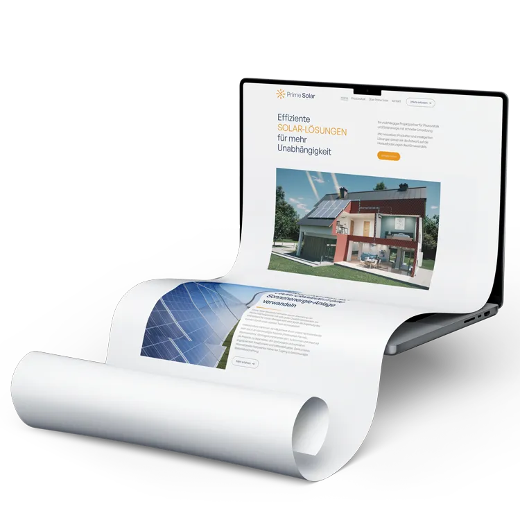 prime solar website mockup